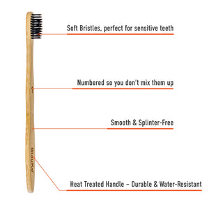 Bamboo Toothbrush Set 4-Pack - Bamboo Toothbrushes with Soft Bristles